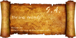 Ihring Anikó névjegykártya